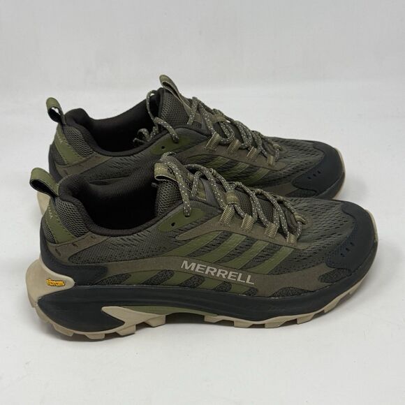 Merrell Moab Speed 2 Vent Hiking Shoes Mens 9 Green Mesh Trail Running Vibram - Picture 1 of 16